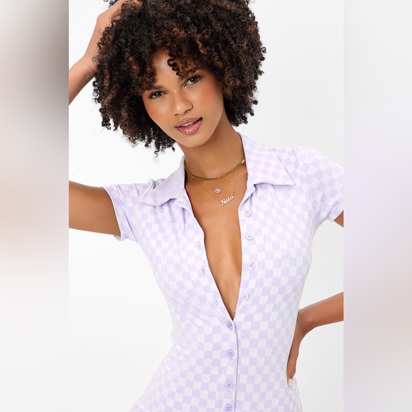 Frankie’s Bikinis Rose Checkered Romper - Picture 3 of 7